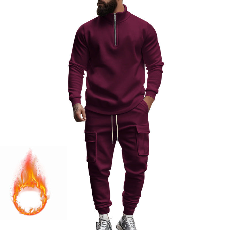 Herren Sportliches Fleece-Set mit funktionalem Reißverschluss und Cargo-Hosen ModeGeist