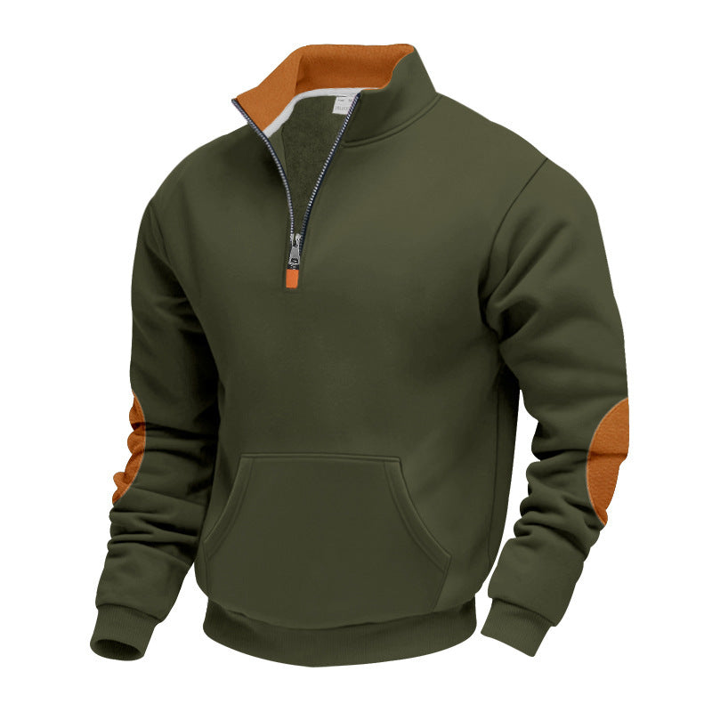 Herren Hochwertiger Stehkragenpullover aus atmungsaktivem Material mit Reißverschluss und Kontrastakzenten ModeGeist