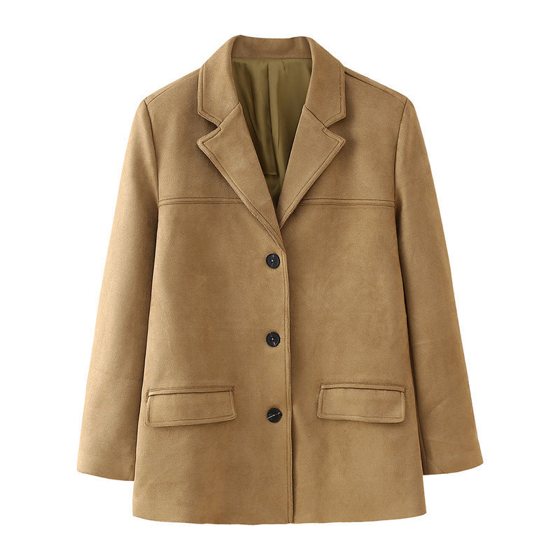 Damen Elegante Suede-Blazerjacke ModeGeist