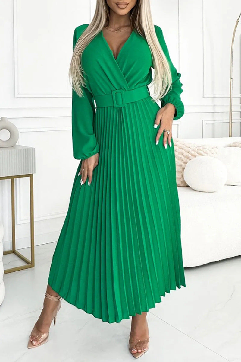 Elegantes Damen-Wickelkleid mit Plissee und Gürtel von MODEGEIST