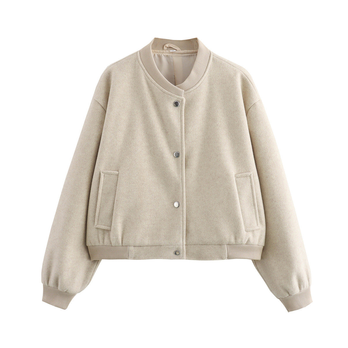 Damen Übergangsjacke mit weichem Wollmaterial und praktischen Taschen ModeGeist