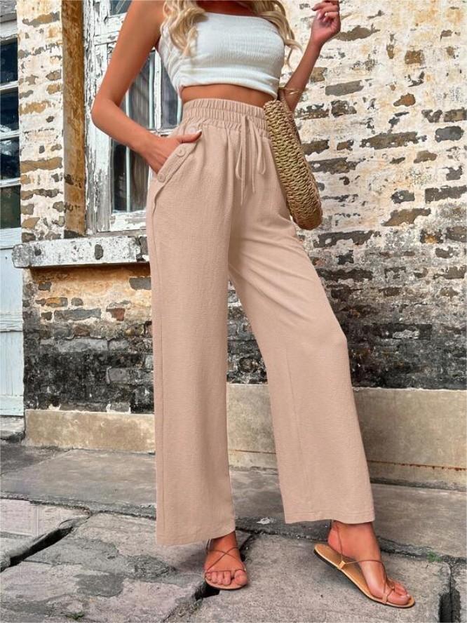 Damen Elegante Freizeit-Hosen mit elastischem Bund und seitlichen Taschen ModeGeist