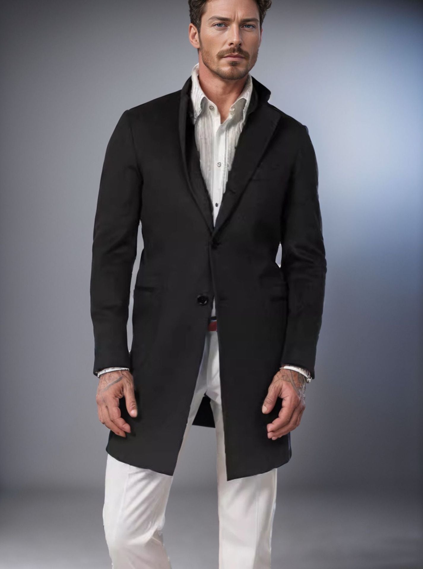 Herren eleganter Langmantel aus weichem Stoff ModeGeist