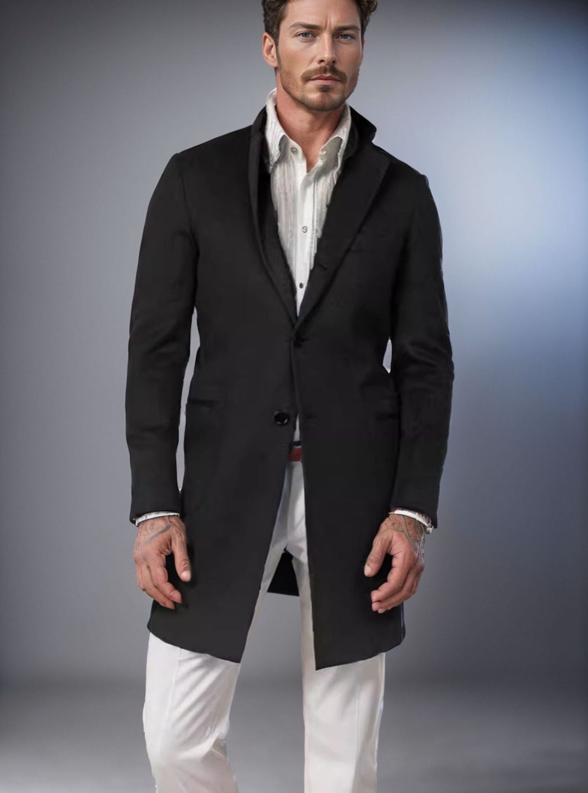 Herren eleganter Langmantel aus weichem Stoff ModeGeist