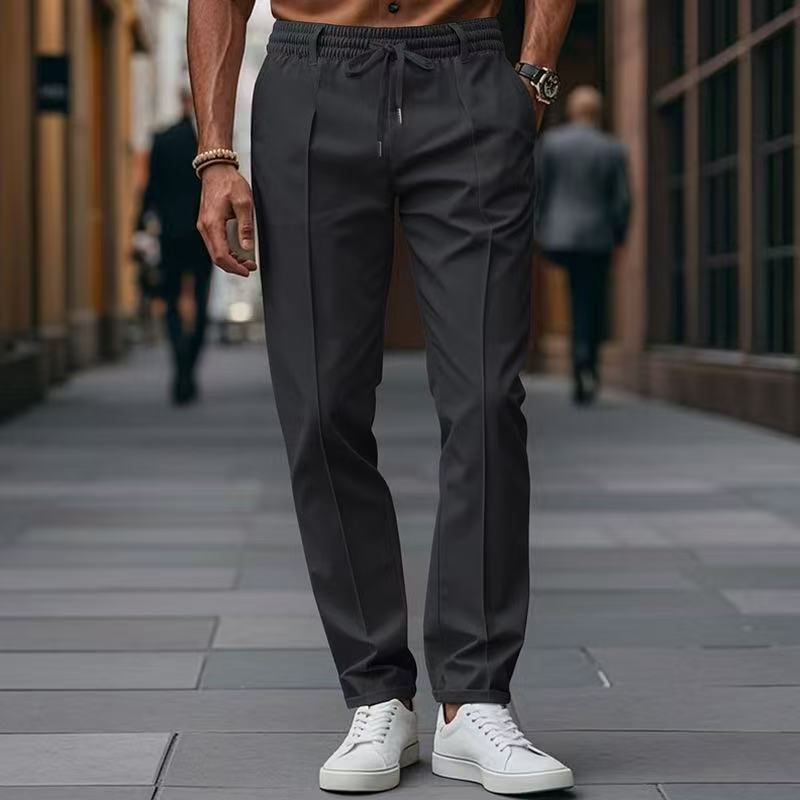 Herren elegante Freizeit-Hose mit elastischem Bund und seitlichen Eingrifftaschen ModeGeist