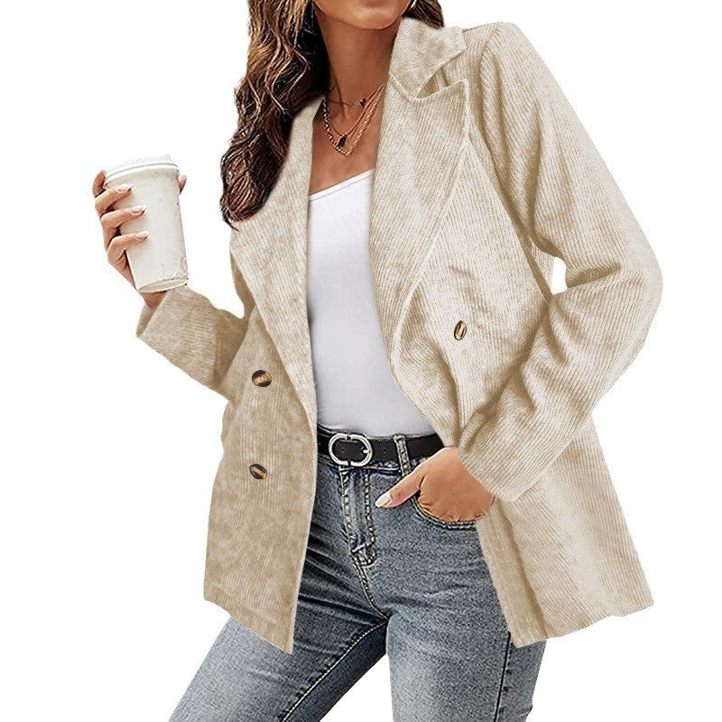 Damen Cordjacke im modernem Schnitt mit schickem Revers und zwei praktischen Taschen ModeGeist