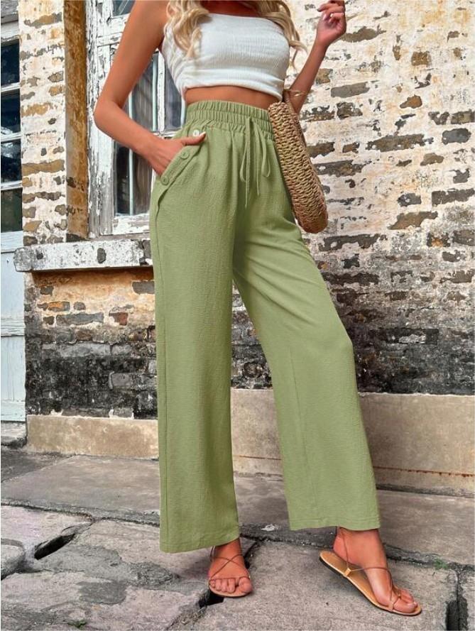 Damen Elegante Freizeit-Hosen mit elastischem Bund und seitlichen Taschen ModeGeist