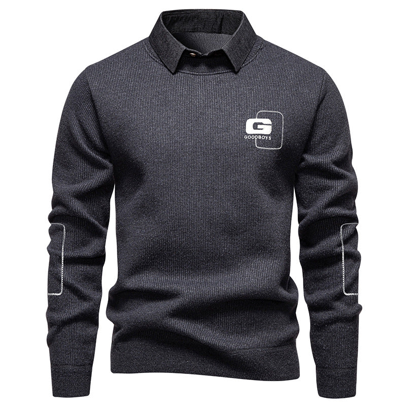 Herren eleganter Pullover mit Kragen und feinem Strickmuster ModeGeist