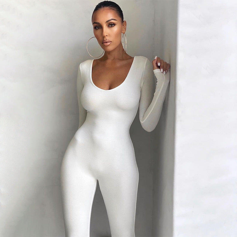 Damen Langarm Bodycon Jumpsuit ModeGeist