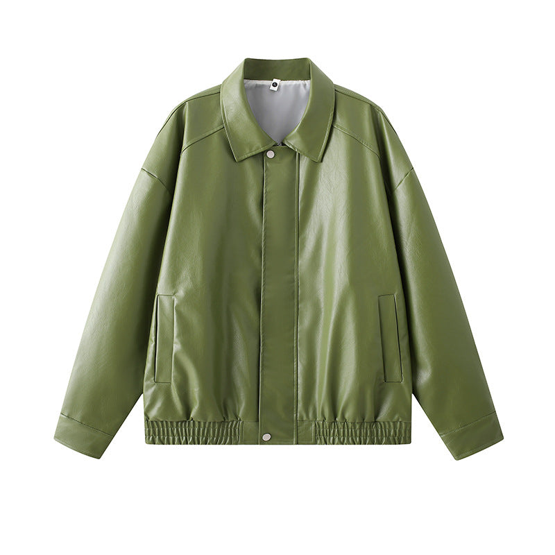 Herren elegante Kunstlederjacke mit elastischem Bund ModeGeist