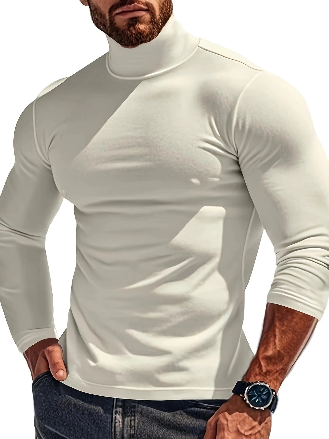 Herren Langärmliges Turtleneck Shirt mit atmungsaktivem Material ModeGeist