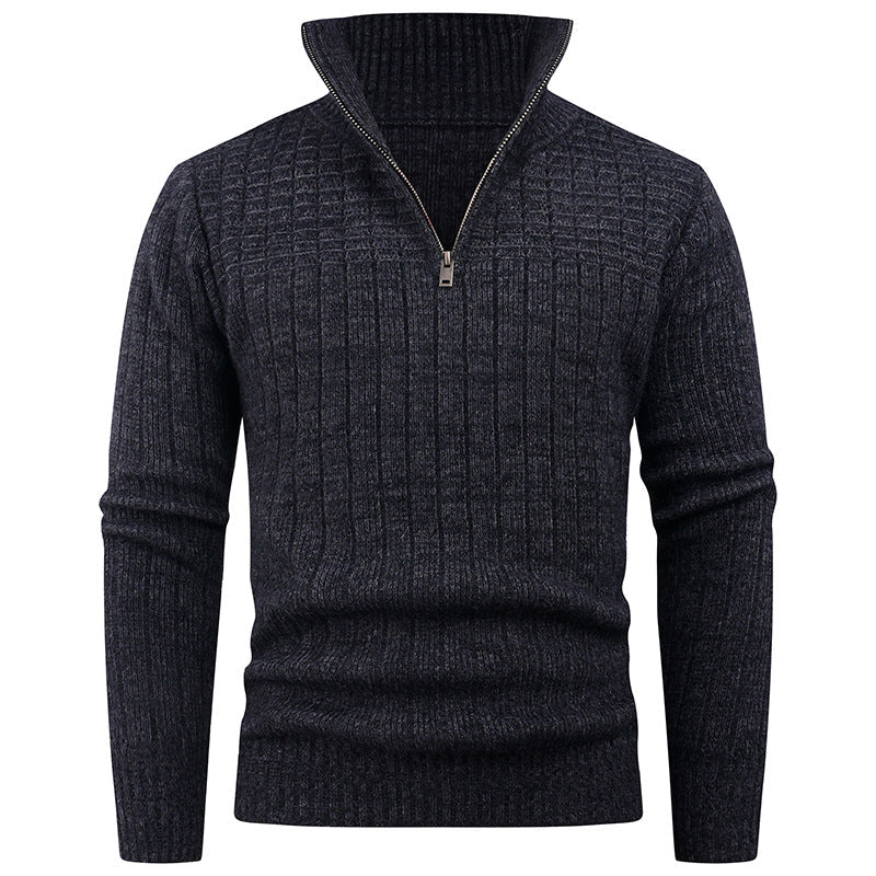 Herren Rollkragenpullover mit hochwertiger Rippstruktur und modernem Reißverschluss ModeGeist