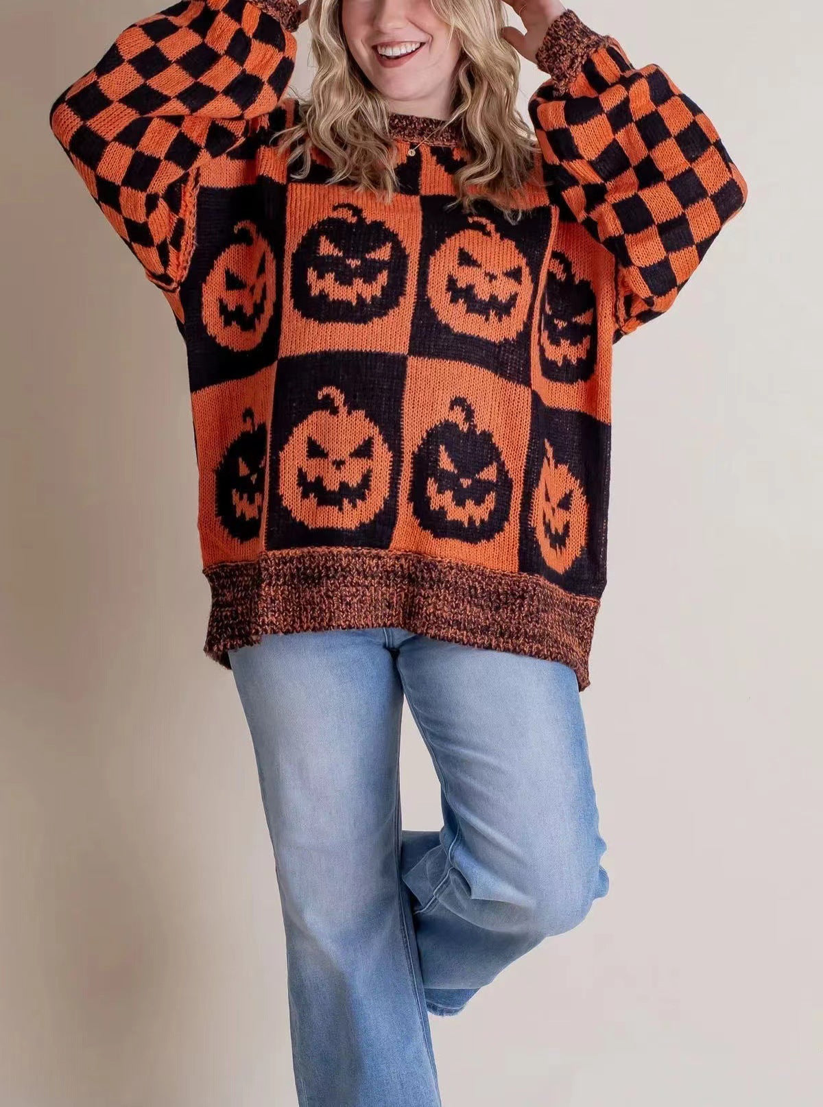 Damen Großer, gemütlicher Strickpullover mit Geisterdesign ModeGeist