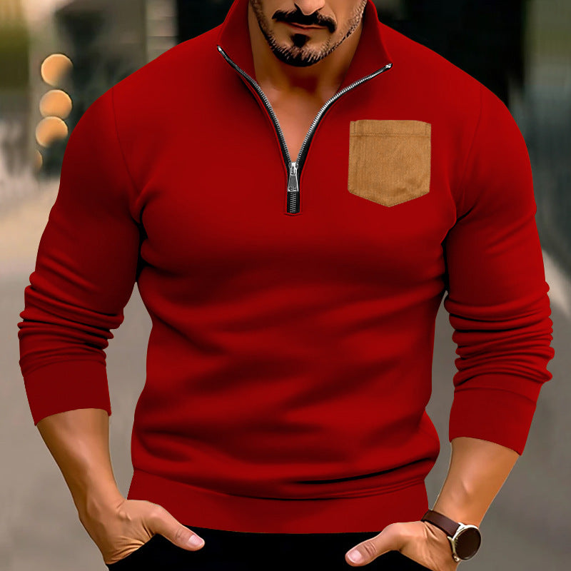Herren sportlicher Pullover mit kontrastierenden Taschen ModeGeist