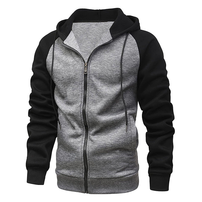 Herren lässige Kapuzenjacke mit kontrastierenden Ärmeln ModeGeist