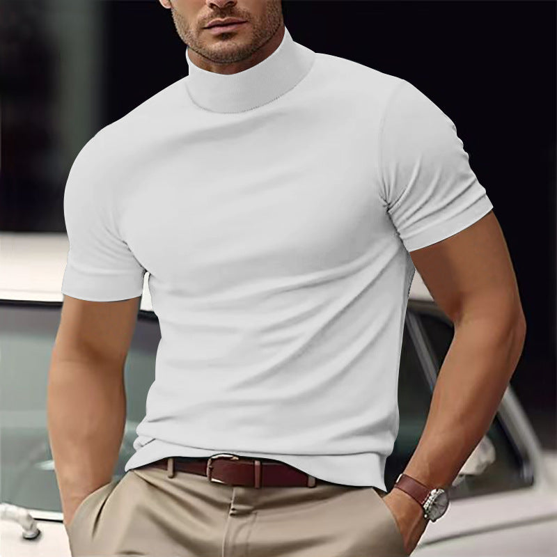 Herren Kurzarm Turtleneck T-Shirt ModeGeist