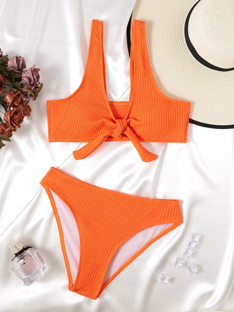 Modegeist Damen Ripp-Hochkragen Bikini Set