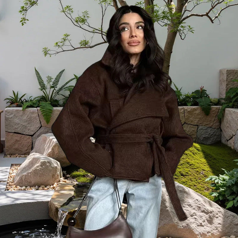 Damen Oversized Wollmantel mit Gürtel ModeGeist
