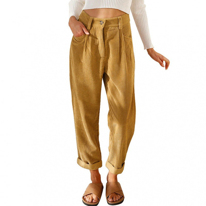 Elegante Damenhose mit hoher Taille und Falten
