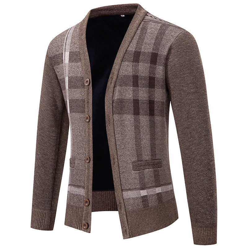 Herren Strickjacke mit modischem Karomuster und praktischen Knöpfen ModeGeist