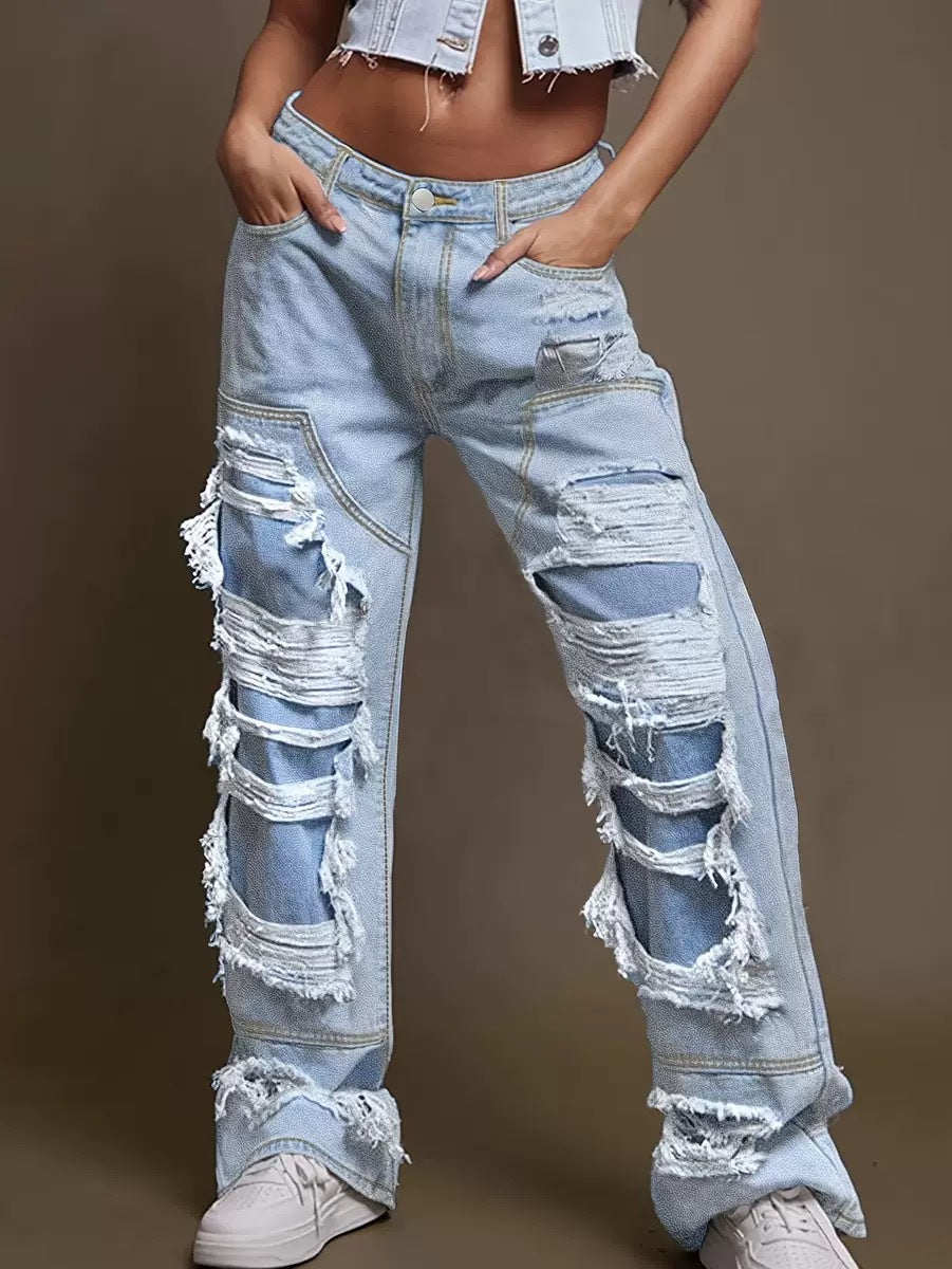 Damen Vintage Destroyed Jeans im lässigen Schnitt ModeGeist
