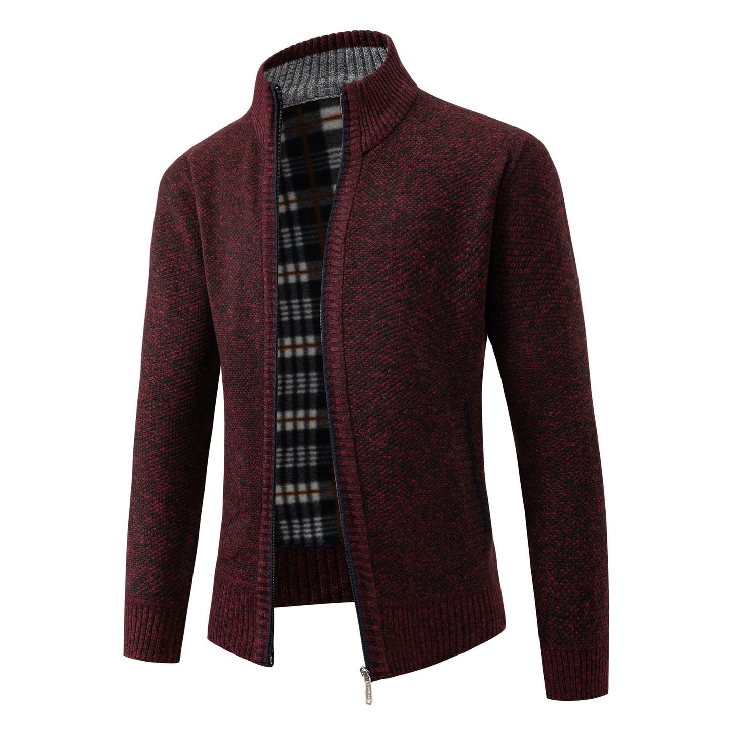 Herren Strickjacke mit modernem Stehkragen und klassischem Innenfutter ModeGeist