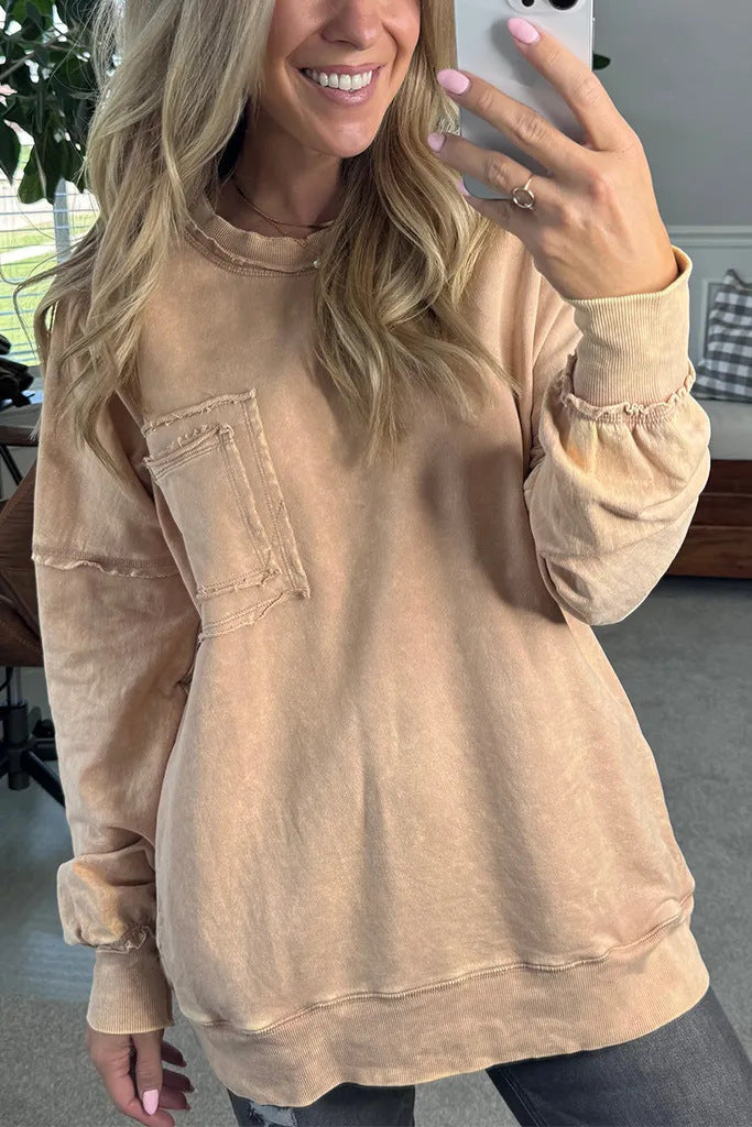 Damen Lässiger Oversized-Sweatshirt mit Rüschendetails ModeGeist