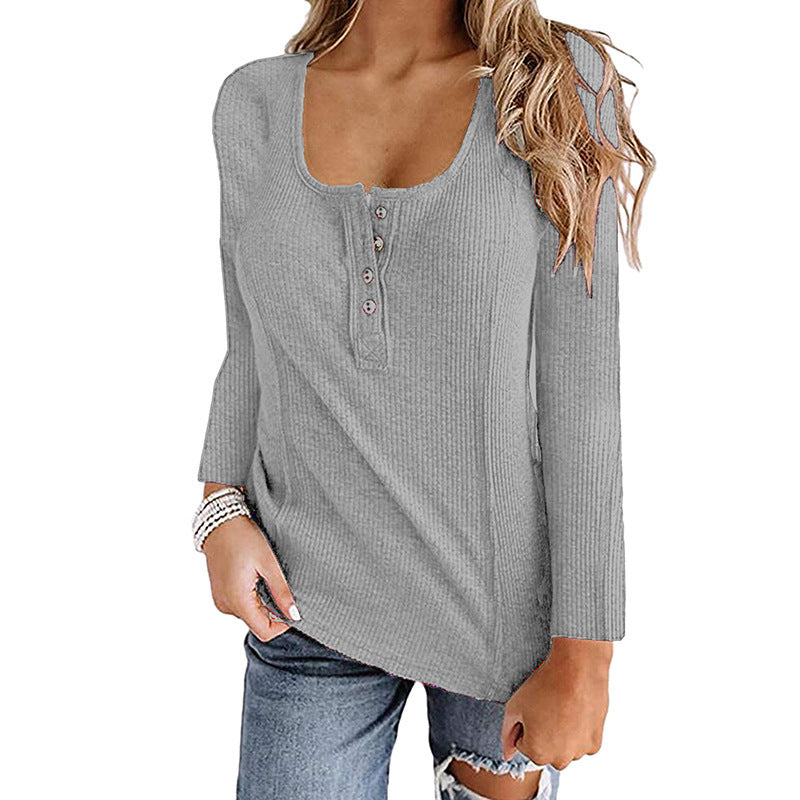 Modegeist Damen Shirt mit Rippen und Knöpfen, lässig