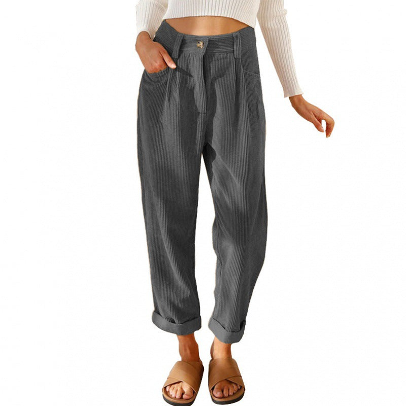 Elegante Damenhose mit hoher Taille und Falten