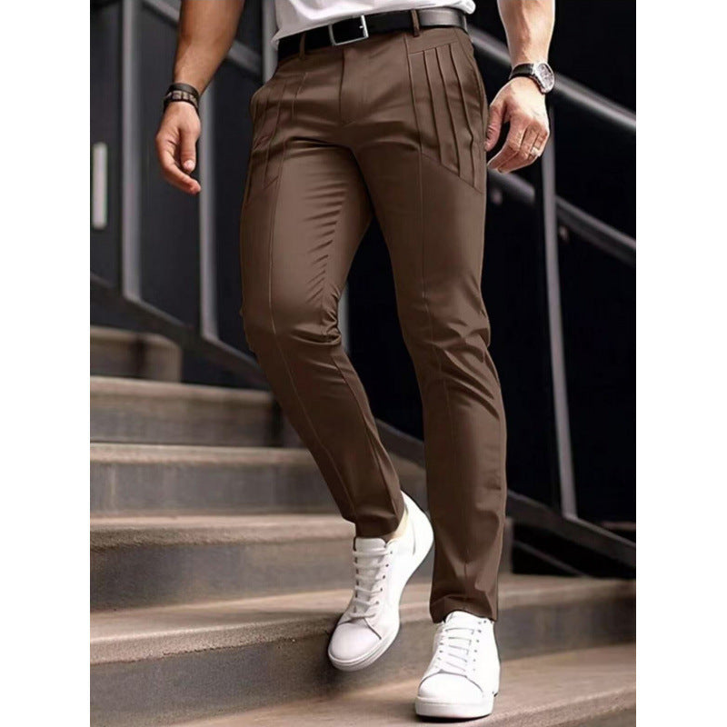Herren stylische Slim-Fit Anzughose mit plissiertem Design ModeGeist