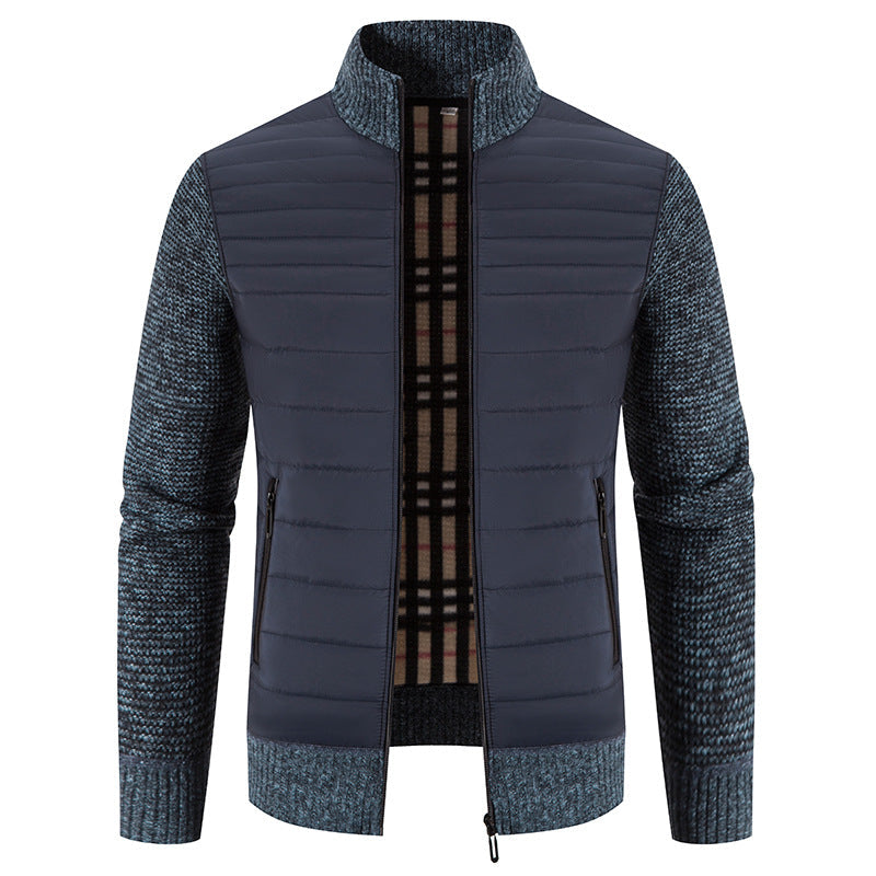 Herren gesteppte Hybridjacke mit Strickärmeln und modernem Stehkragen ModeGeist