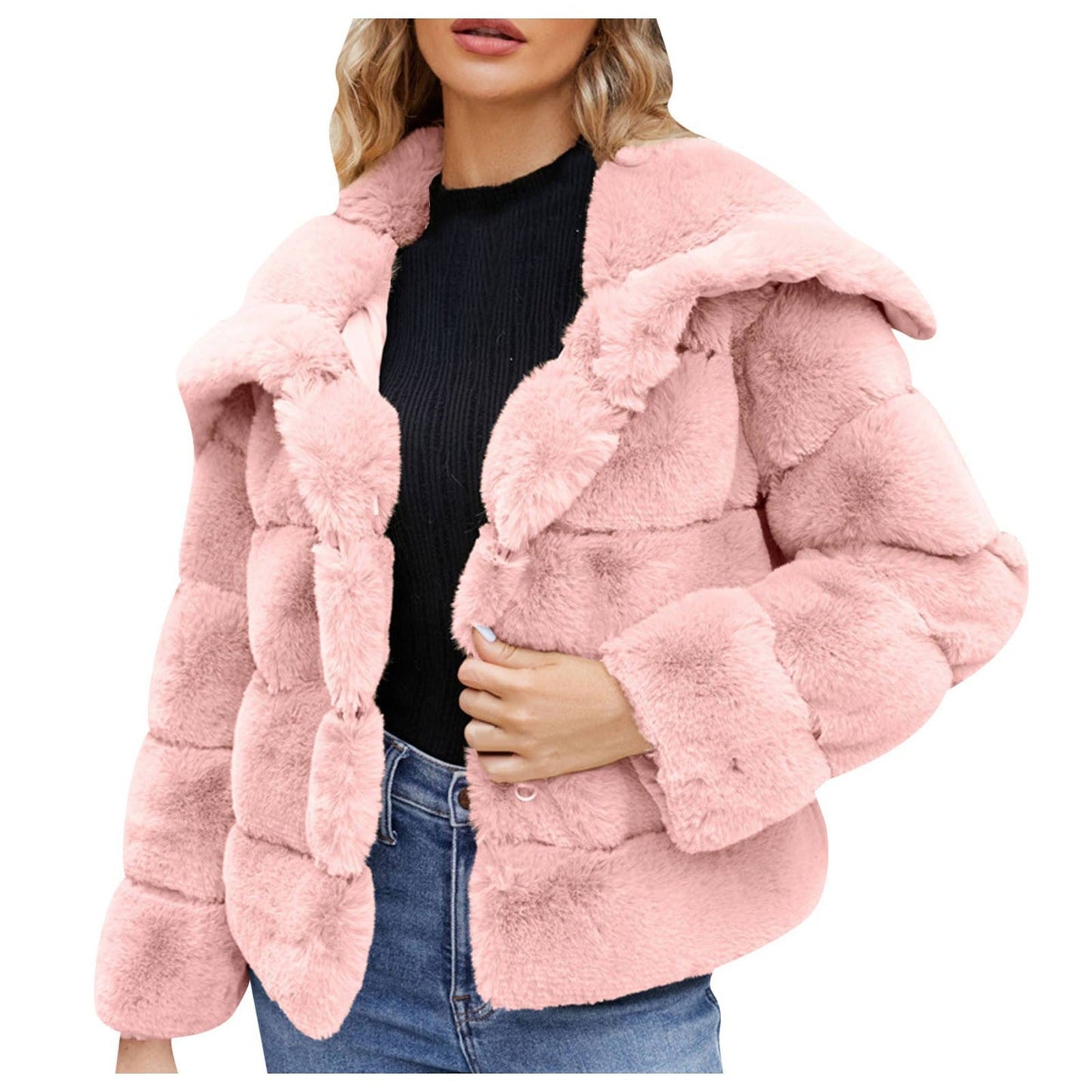 Damen Trendige Puffjacke mit weich gefüttertem Kunstfell ModeGeist