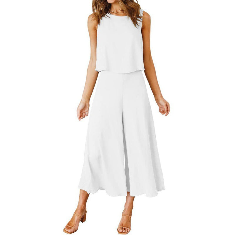 Damen Jumpsuit mit fließendem Schnitt und weitem Bein ModeGeist