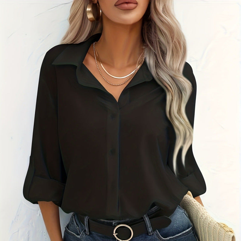 Damen elegante langärmelige Bluse aus atmungsaktiver Baumwolle ModeGeist