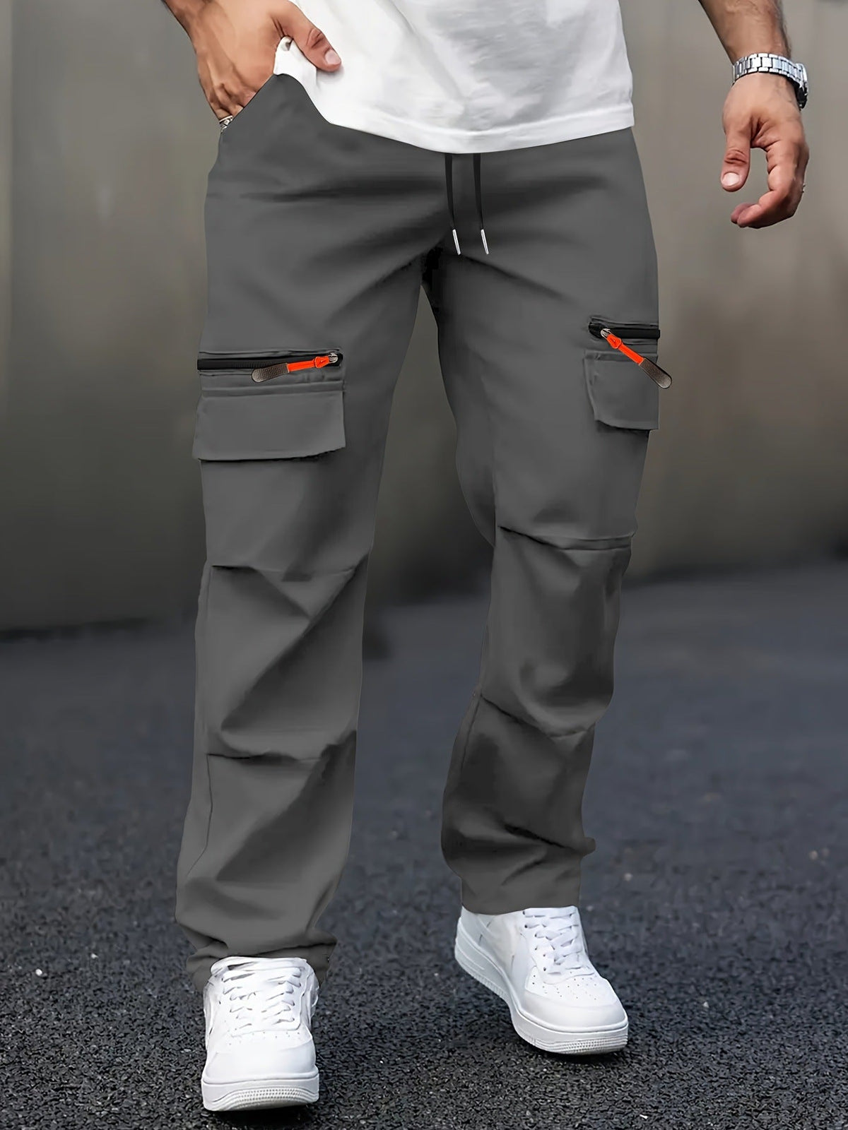 Herren cargo Hose mit innovativen Taschen und elastischem Bund Hedi-Mode
