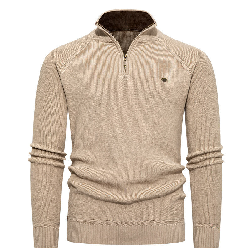 Herren Strickpullover mit Stehkragen und Reißverschluss ModeGeist