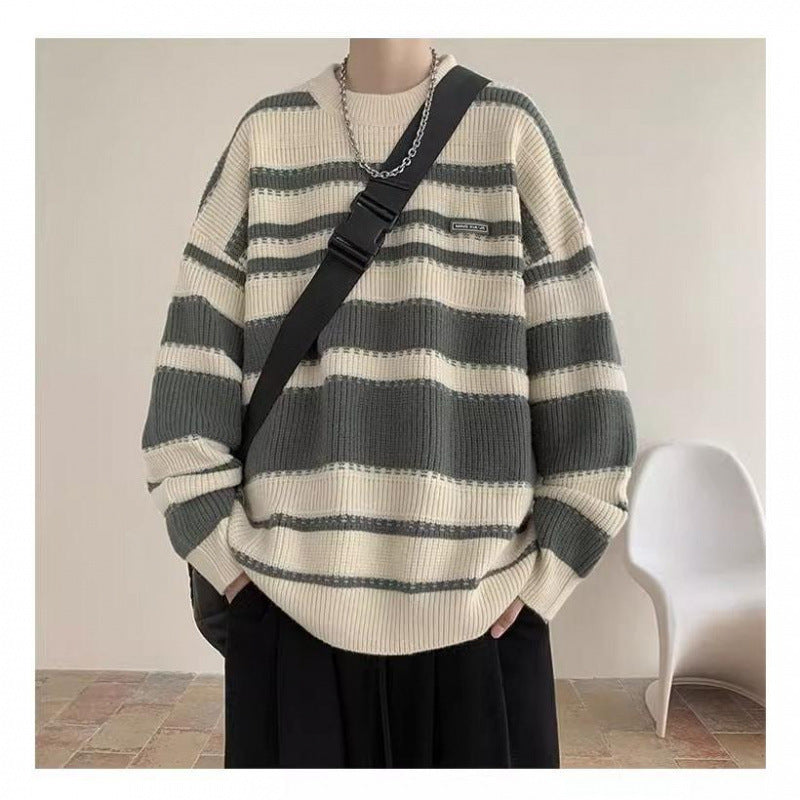 Damen Oversized Casual Strickpullover mit gestreiftem Design ModeGeist