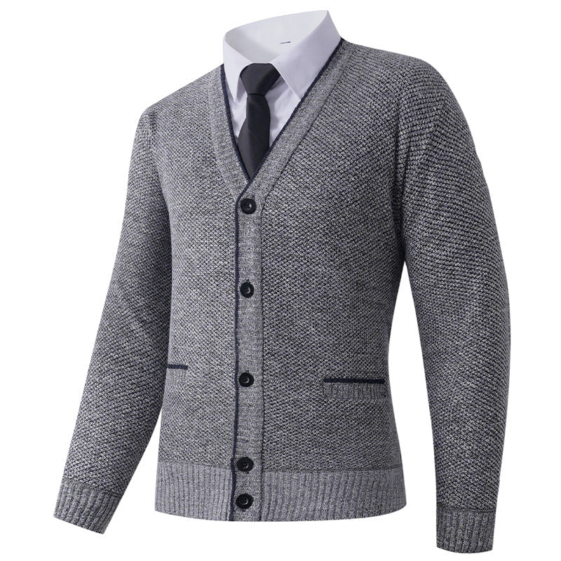 Herren Strickjacke mit V-Ausschnitt und klassischem Design ModeGeist