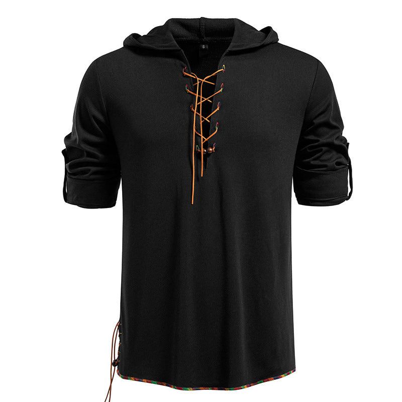Herren lässiges Hoodie mit dekorativer Schnürung ModeGeist