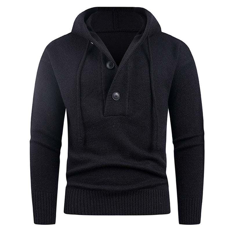 Herren modischer Pullover mit hohem Kragen und funktionalen Knöpfen ModeGeist