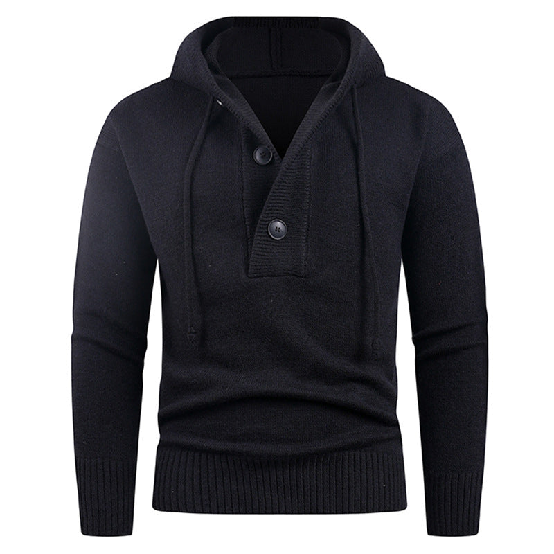 Herren modischer Pullover mit hohem Kragen und funktionalen Knöpfen ModeGeist