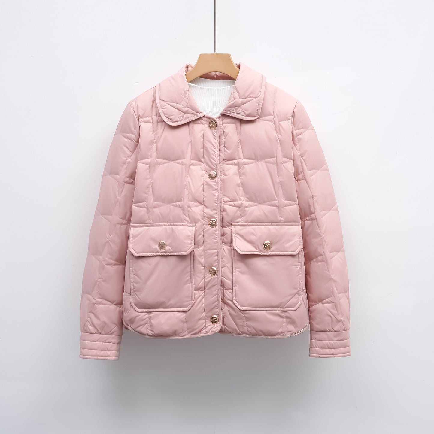 Damen modische gesteppte Jacke mit Taschen und Knopfverschluss ModeGeist