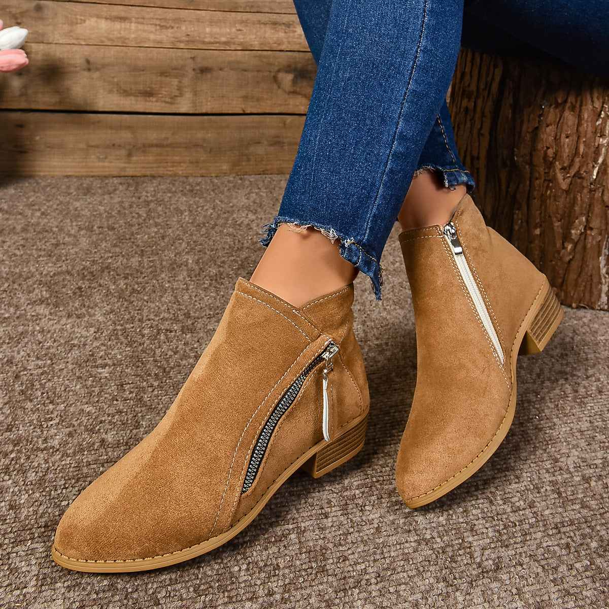 Damen Elegante Stiefeletten mit modischem Reißverschluss ModeGeist
