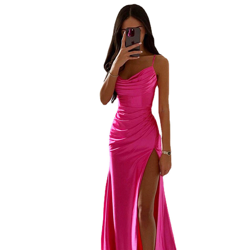 Damen Glamouröses Abendkleid mit seitlichem Schlitz und raffinierten Raffungseffekten ModeGeist