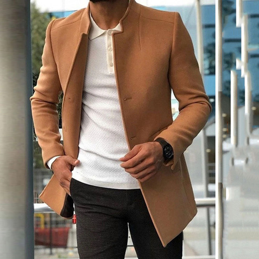 Herren moderner Blazer mit geradem Schnitt und elegantem Stehkragen ModeGeist