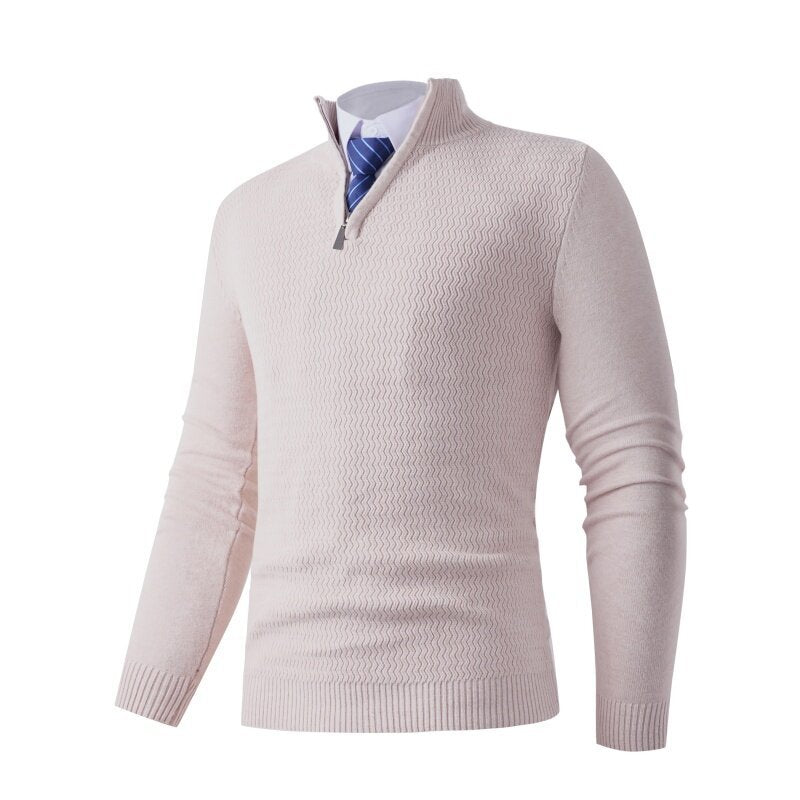 Herren Strickpullover mit modernem Stehkragen und strukturiertem Design ModeGeist