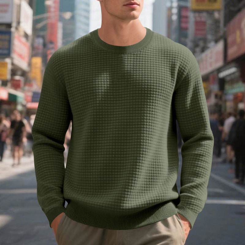Herren warmer Pullover mit strukturiertem Gewebe und Rundhalsausschnitt ModeGeist