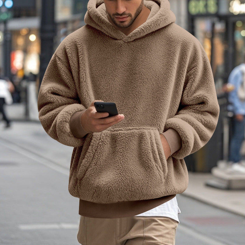 Herren übergroßer Fleece-Hoodie mit Kängurutasche und gemütlichem Schnitt ModeGeist