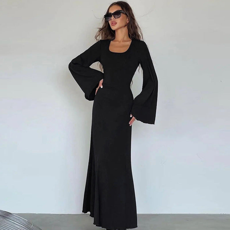 Damen Maxikleid mit innovativem Rippdesign und angeschnittenen Ärmeln ModeGeist
