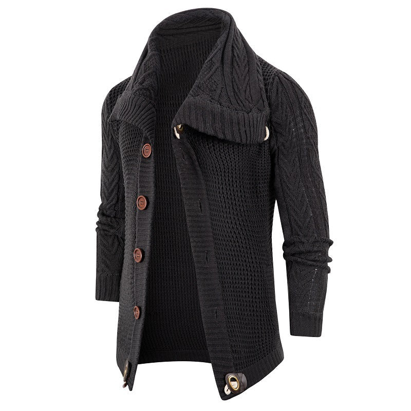 Herren Grobstrick Strickjacke mit umschlagbarem Halsausschnitt ModeGeist